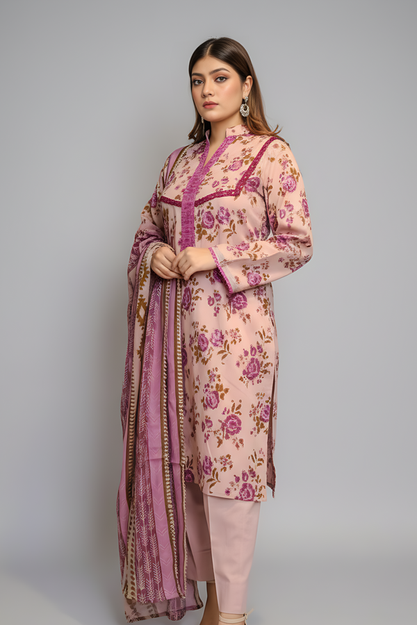 Unstitched Digital Printed Lawn – 3 pc