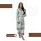 White & Sky Blue Printed Crepe Silk Co-Ord Set (2 Piece)