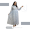 White & Sky Blue Printed Georgette Maxi Dress